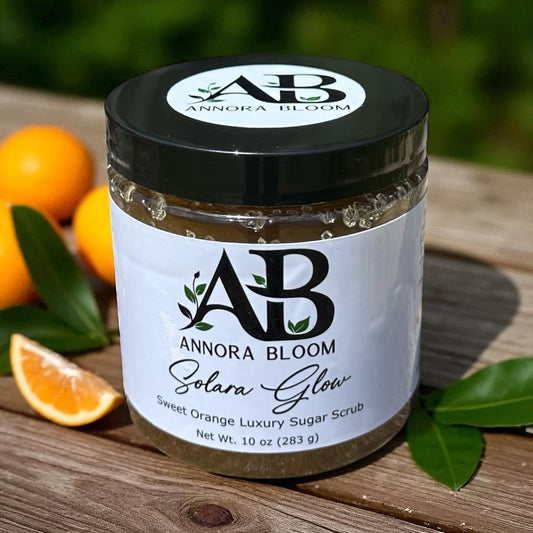 Solara Glow – Sweet Orange Luxury Sugar Scrub 10 oz - Annora Bloom