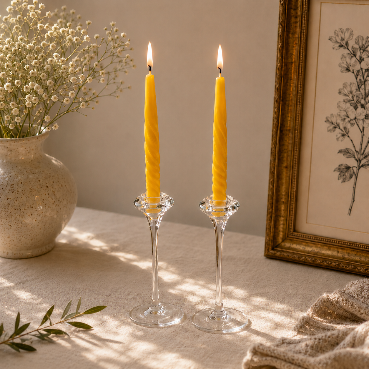 The Heirloom Taper Collection | Handcrafted Pure Beeswax Taper Candles | Decorative 8" Tapers | Set of 2 or Full Collection