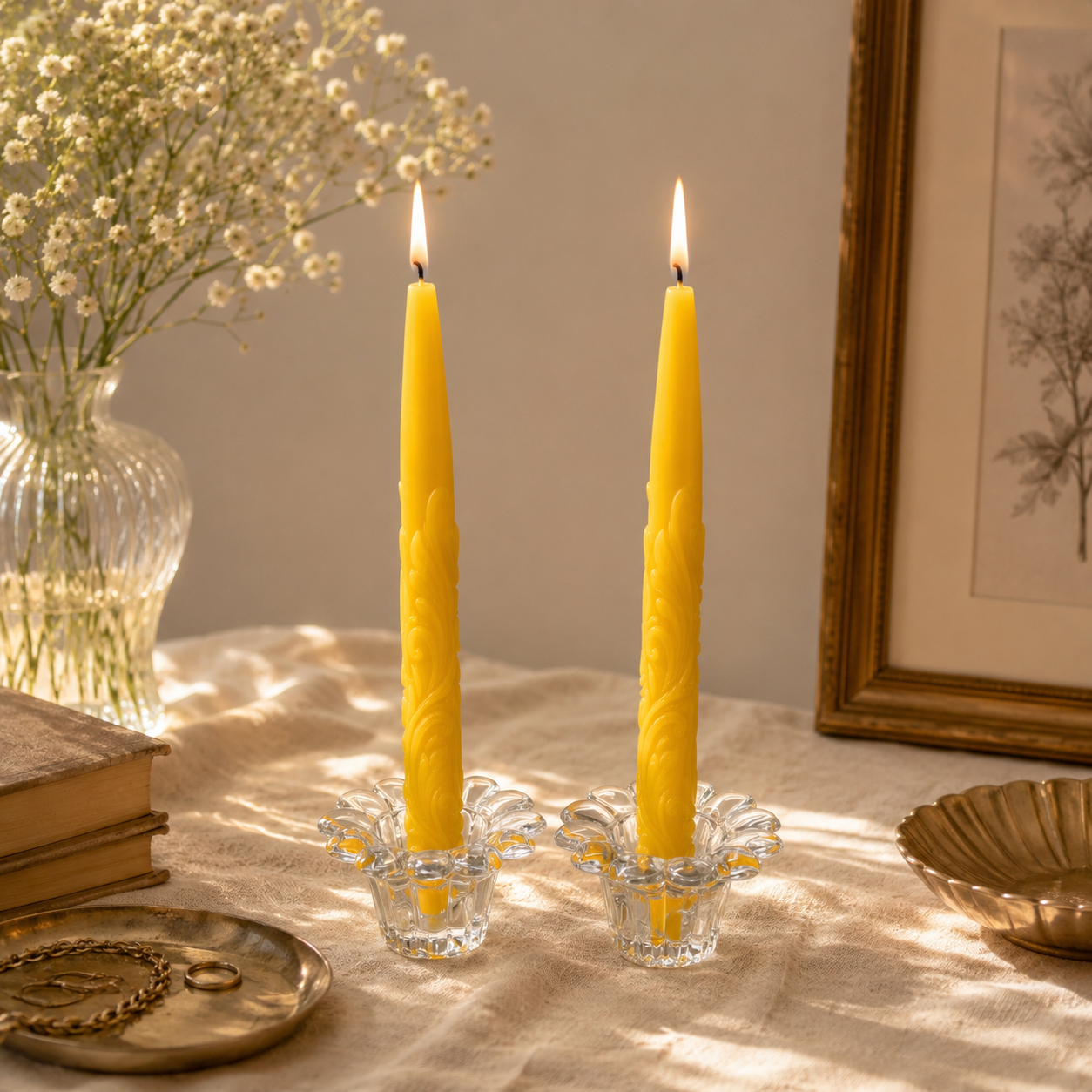 Handcrafted Pure Beeswax Taper Candles by Wild Harvest Candle Company 