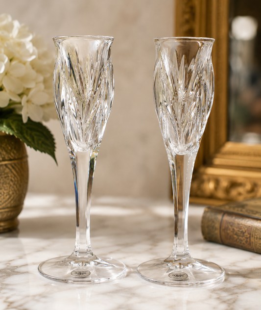 Vintage Gorham Crystal Star Blossom Candlestick Holders – Full Lead Crystal Pair – Made in Germany