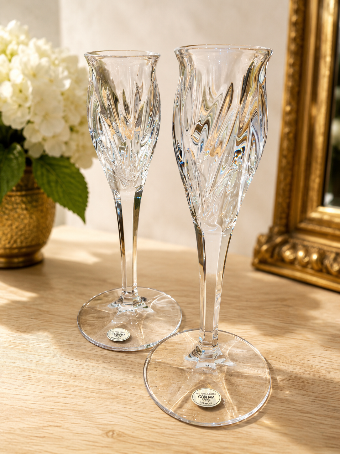 Vintage Gorham Crystal Star Blossom Candlestick Holders – Full Lead Crystal Pair – Made in Germany