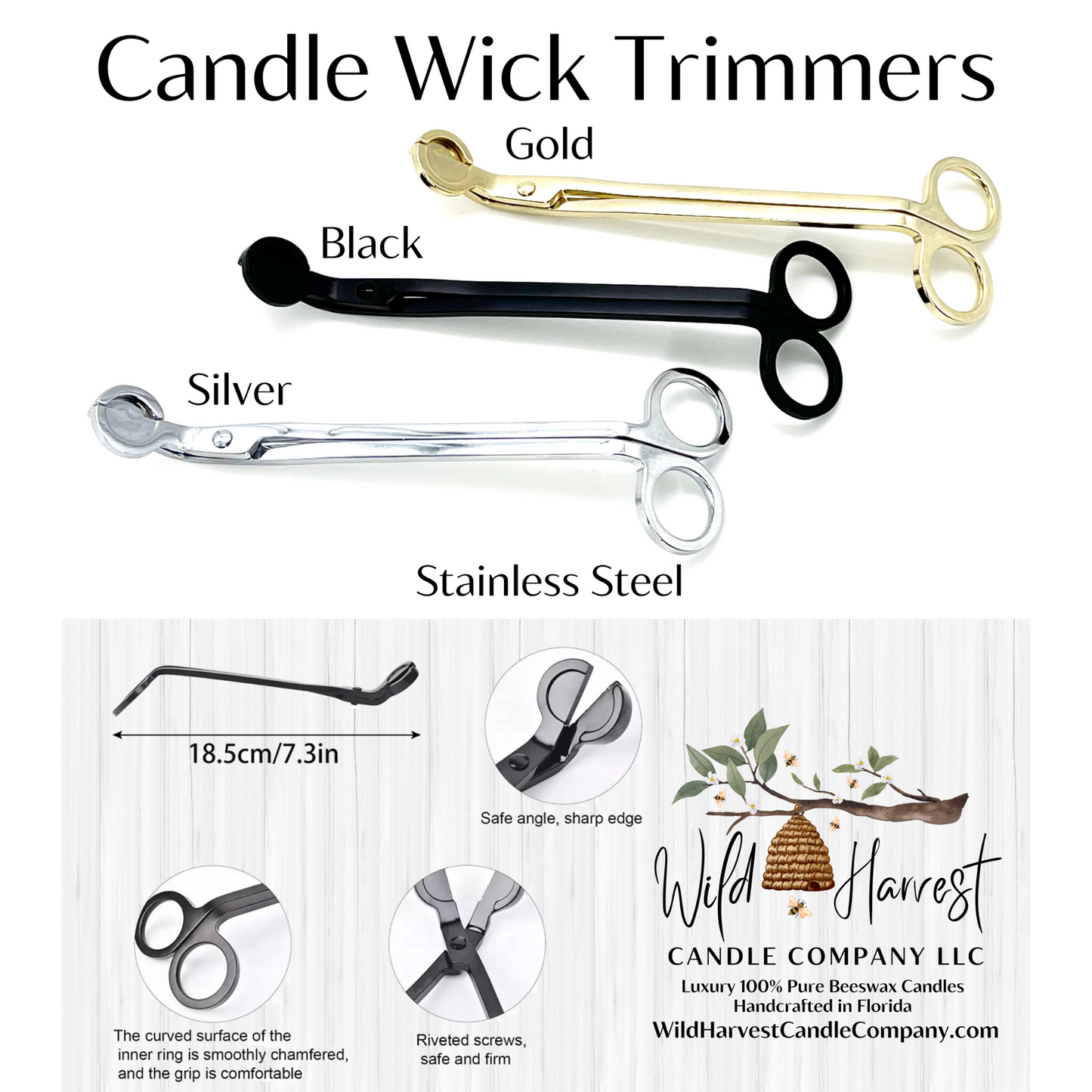 CANDLE WICK TRIMMER - High Quality Stainless Steel - Black, Gold, Silver