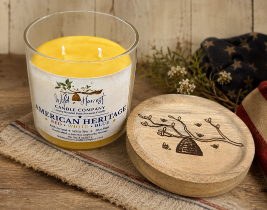 American Heritage | Luxury Pure Beeswax Candle | Red Currant, White Tea & Blue Sage