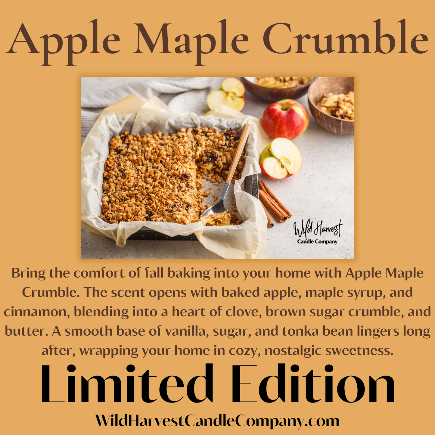 APPLE MAPLE CRUMBLE SCENTED - Pure Beeswax Melts (LIMITED EDITION)