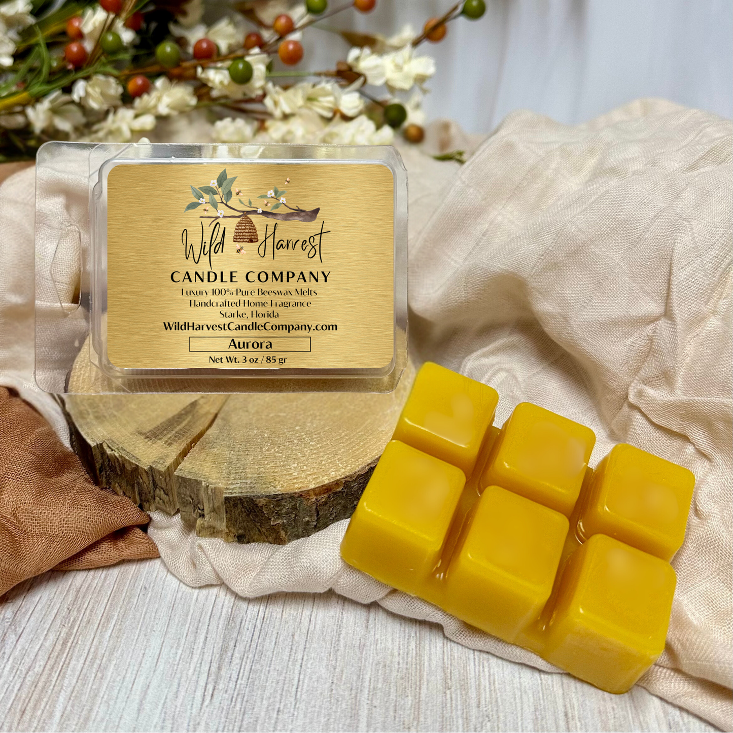 AURORA SCENTED - Pure Beeswax Melts for Warmers, (1-PACK)