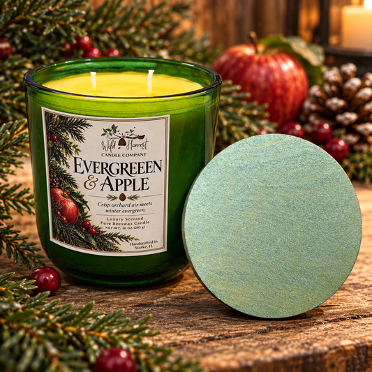Evergreen & Apple Luxury Beeswax Candle | Crisp Apple, Fir & Balsam | 10 oz
