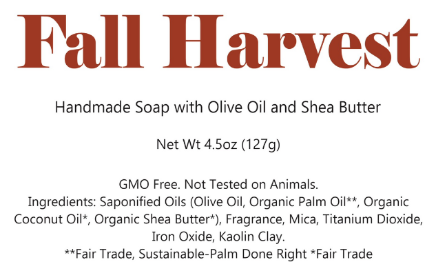 Fall Harvest Organic Handmade Soap