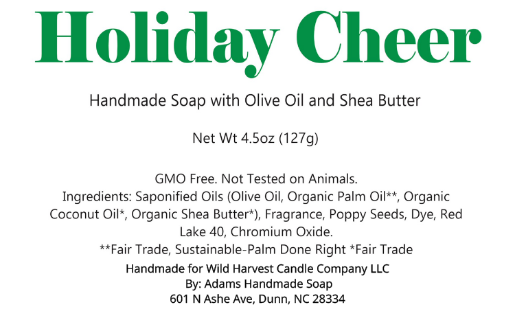 Holiday Cheer Organic Handmade Soap