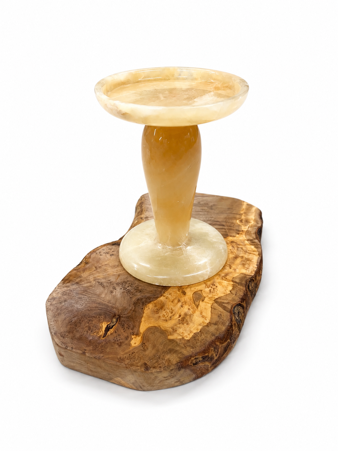 Honey Onyx Pedestal Pillar Candle Holder | Natural Stone