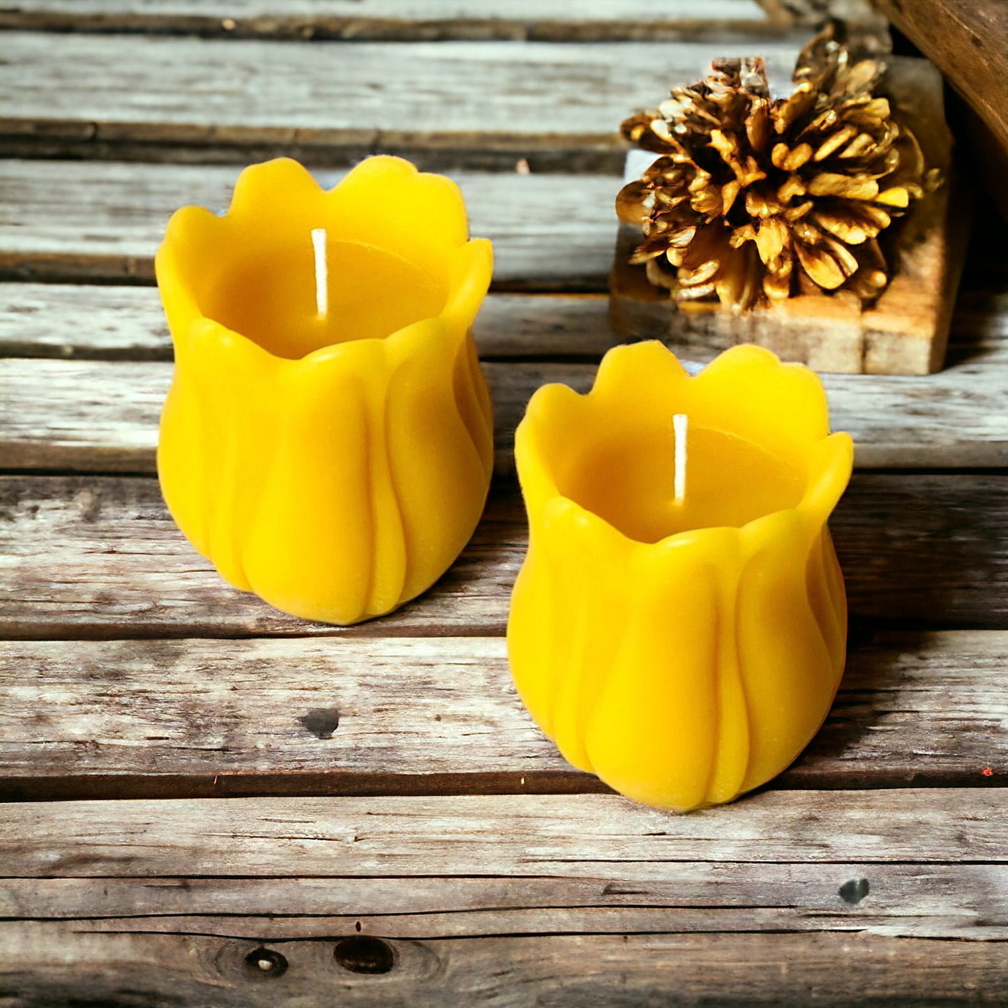 Tulip Flower Pure Beeswax Candle - Set of 2