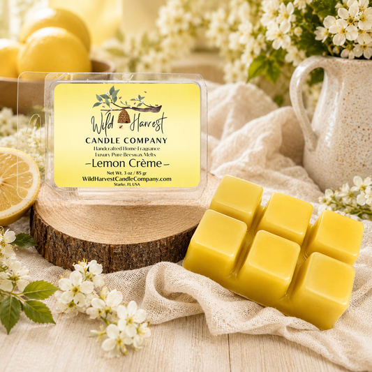 Lemon Crème Scented Pure Beeswax Candle – Fresh Lemon, Vanilla & Cream | 10 oz Luxury Candle in Soft Yellow Glass