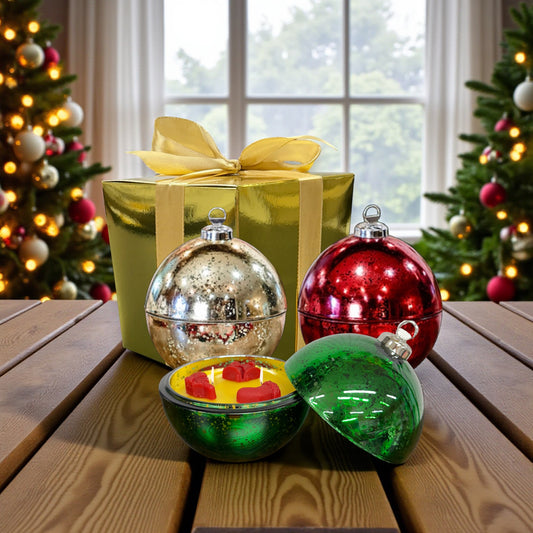 Treasured Ornaments Candle – Ski Lodge Scent | Limited Edition Holiday Beeswax Ornament Candle in Gift Box (8 oz, Double Wick)