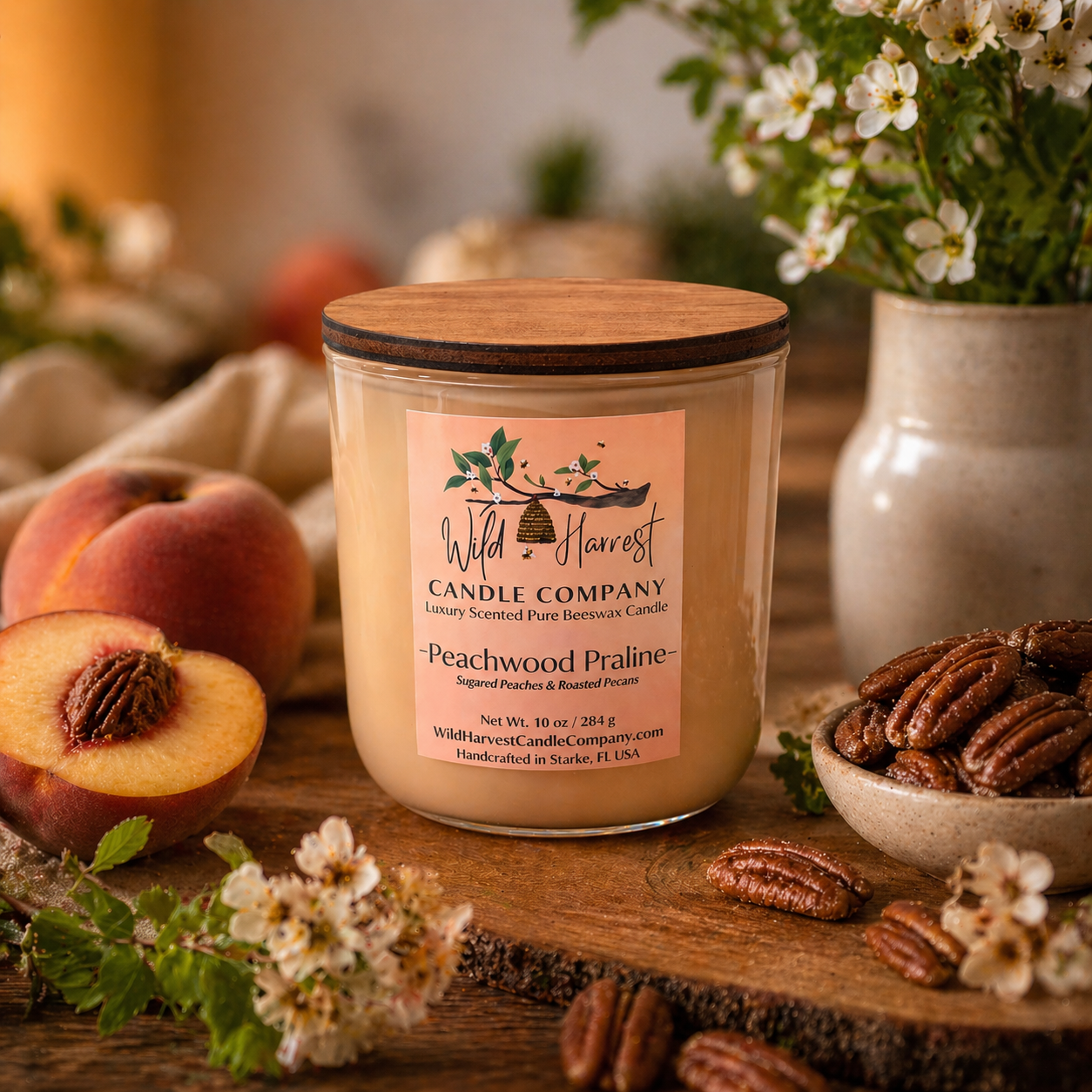 peachwwod praline scented candle