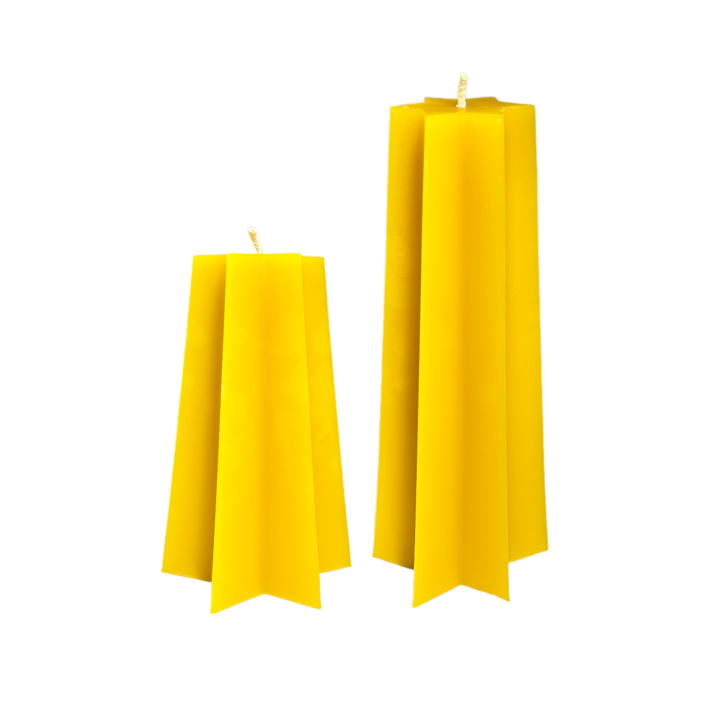 Handcrafted Pure Beeswax Star-Shaped Pillar Candle Set - 6" & 9" Heights