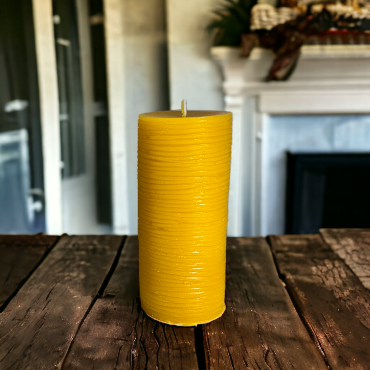 Horizontal Textured Beeswax Pillar Candle